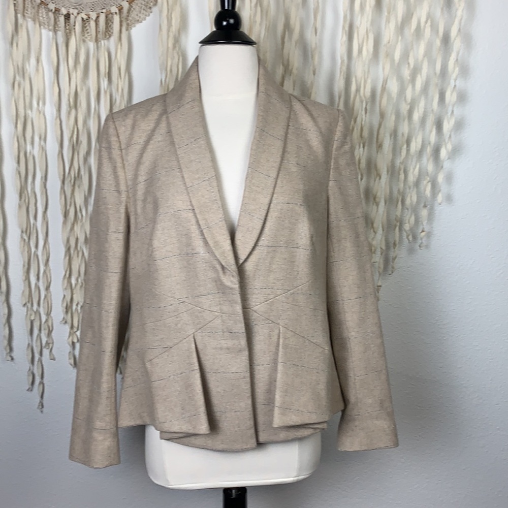 The Fold London Cream Window Pane Print Blazer Size Uk14